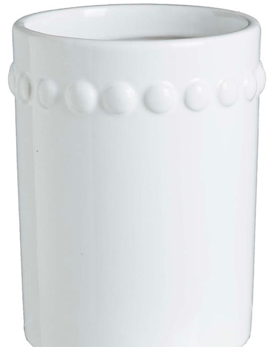 Vase, White Dotted, Large